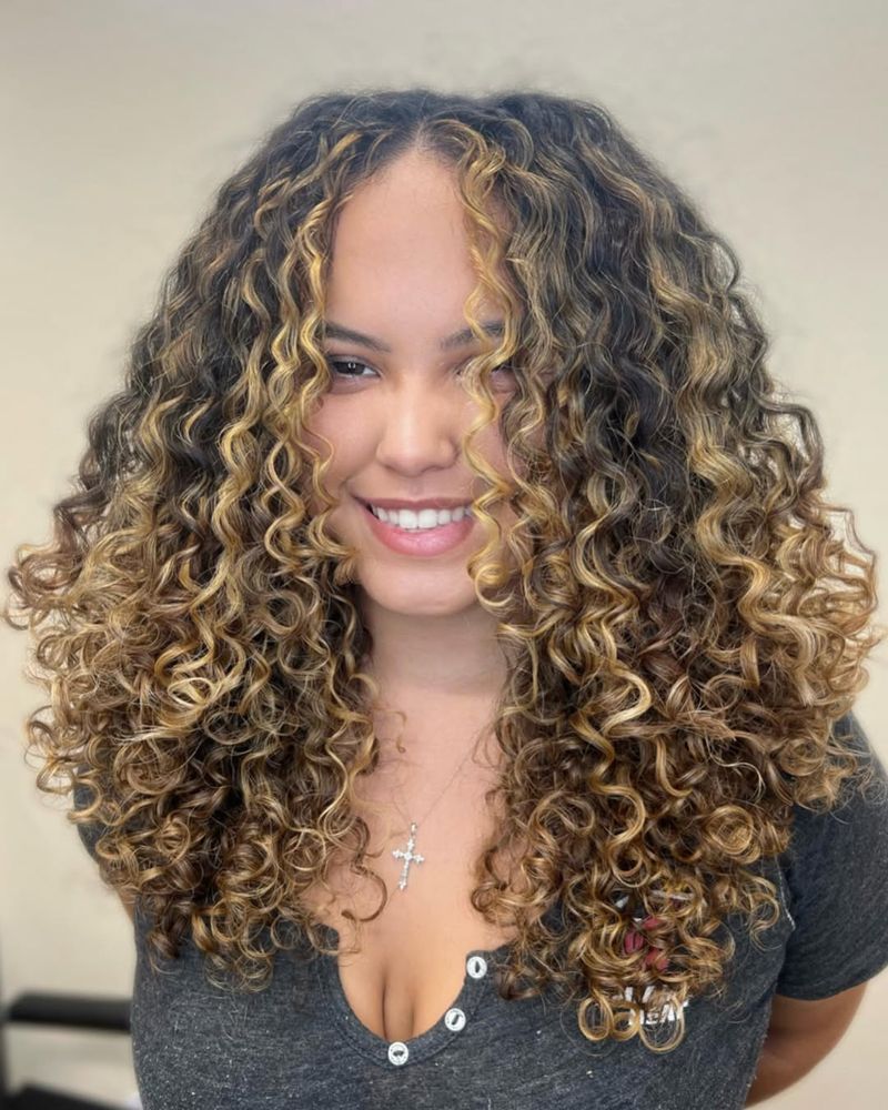 Curly Hair with Highlights