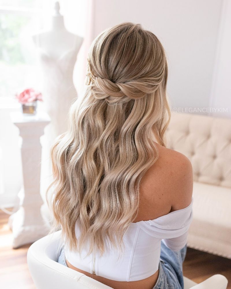 Wavy Half Updo