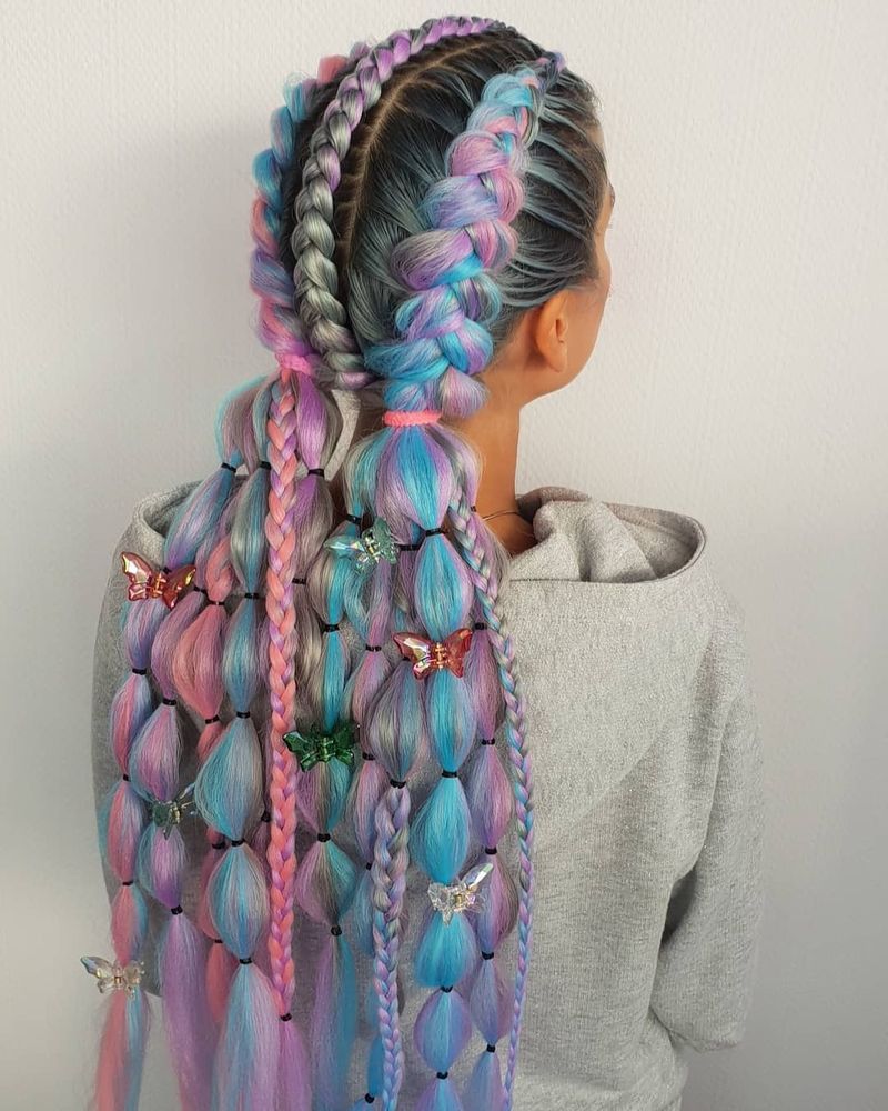 Colorful Bubble Braids