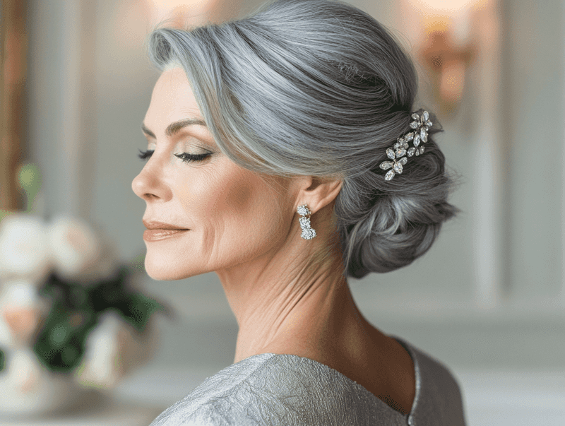 Coiffure élégante avec des perles