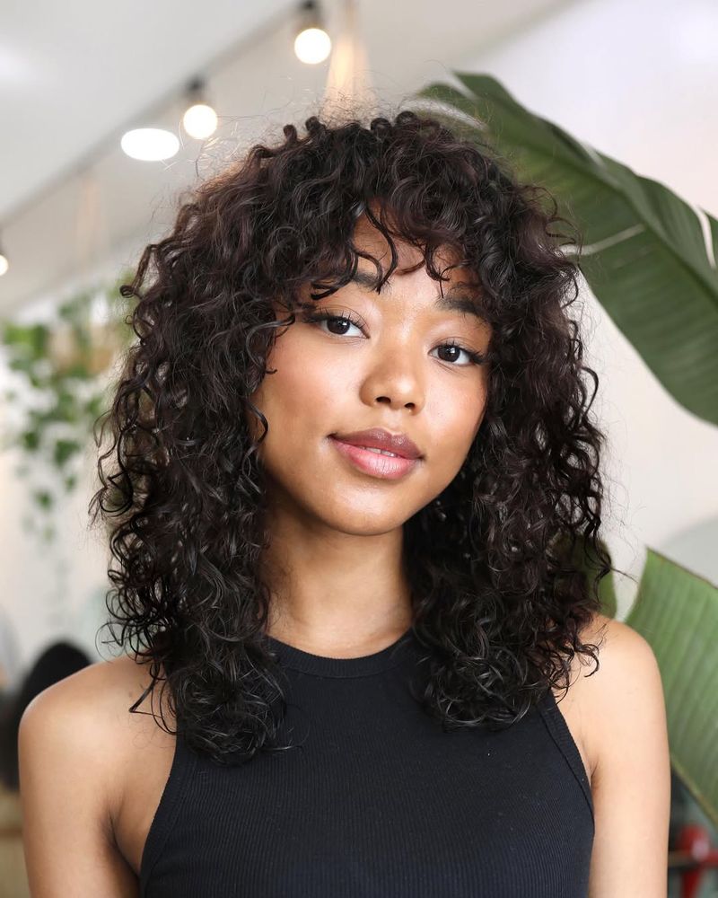 Curly Bangs with Shoulder-Length Hair