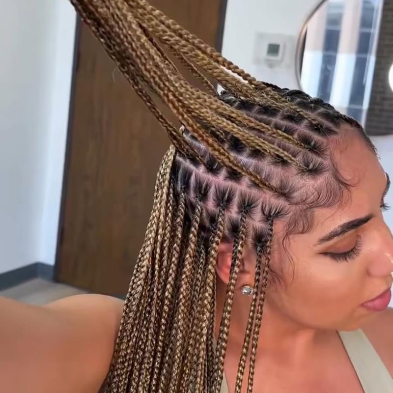 Knotless Braids with Gold Cuffs