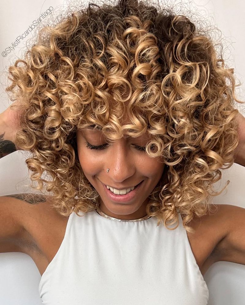 Curly Bob with Highlights