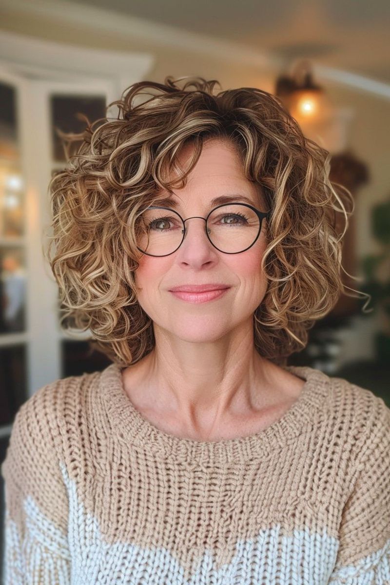 Chin-Length Curly Bob with Pearl Pins