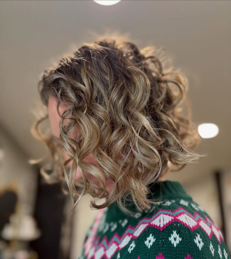 Curly Bob with Highlights