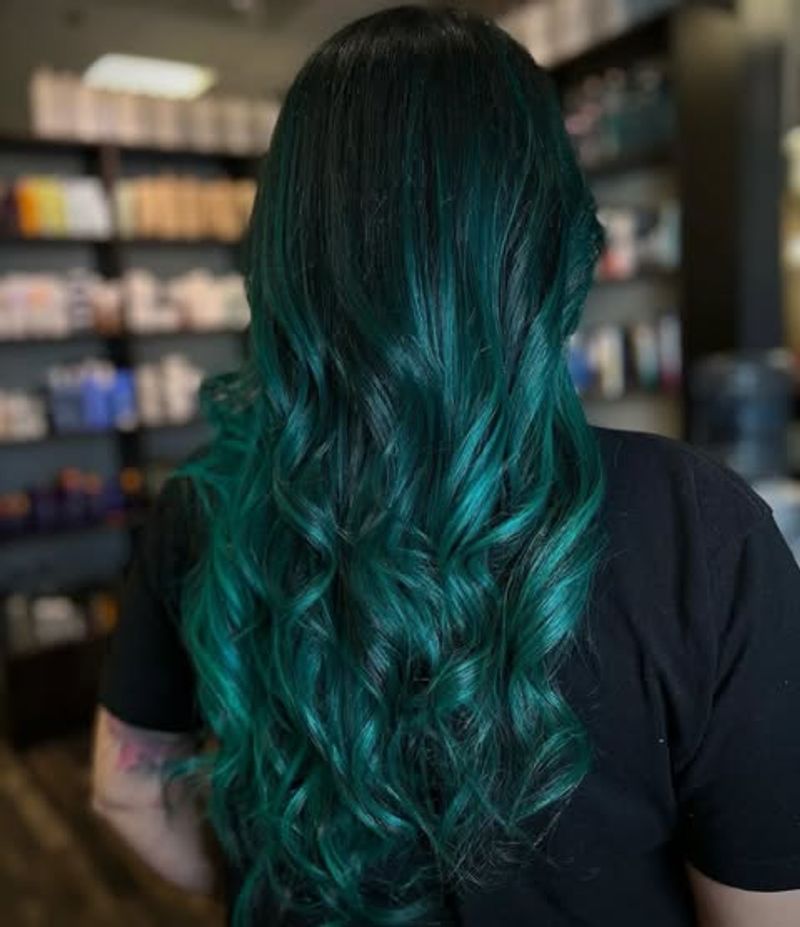 Jet Black with Teal Highlights