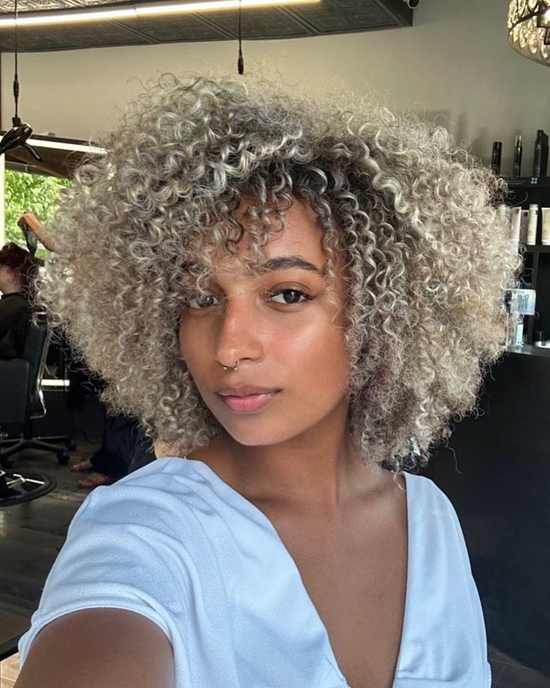 Short Silver Afro