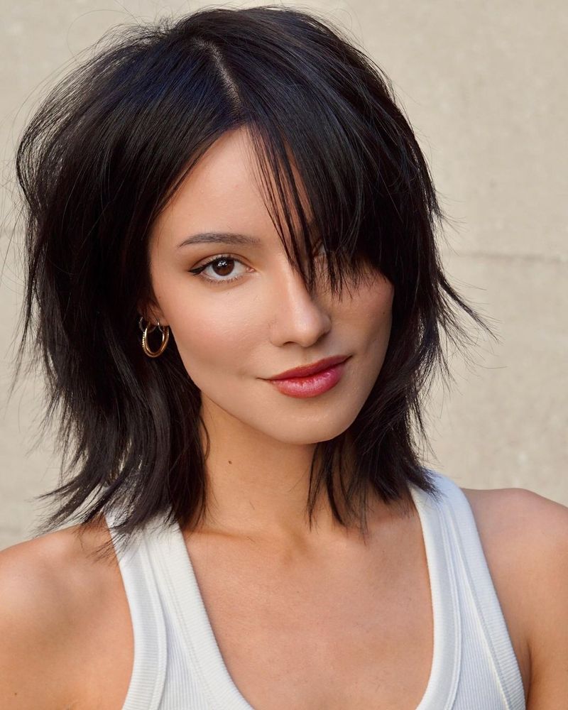 Feathered Bob with Asymmetrical Fringes