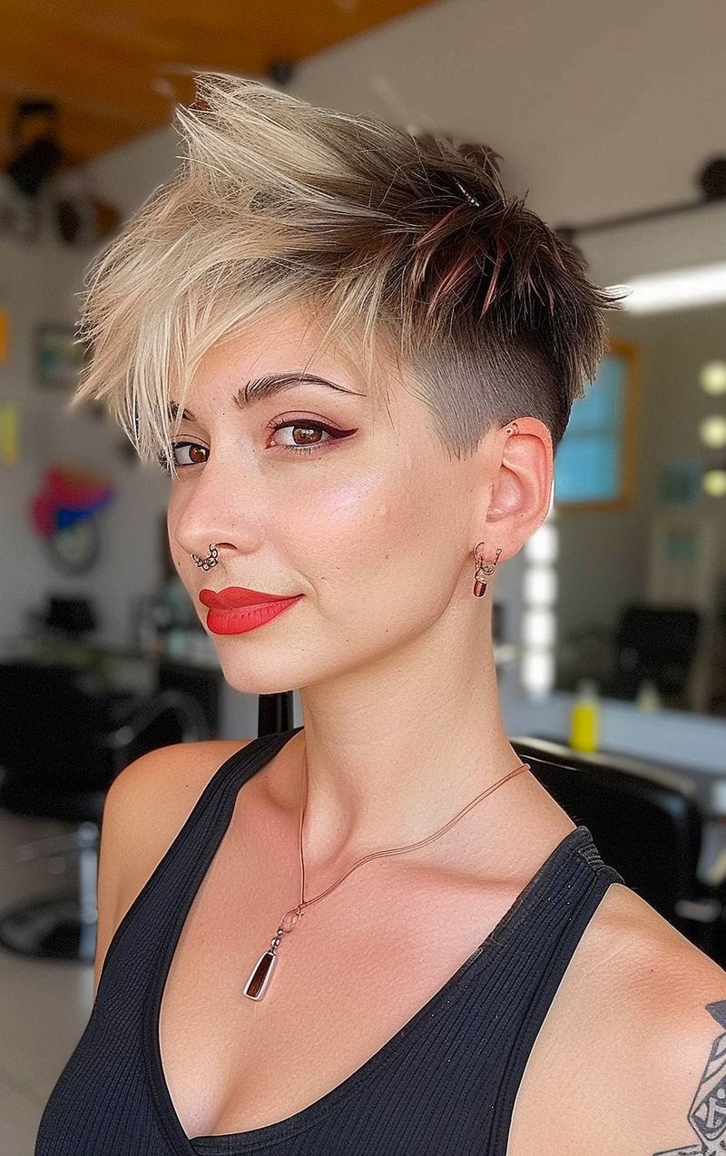 Feathered Pixie with Shaved Sides