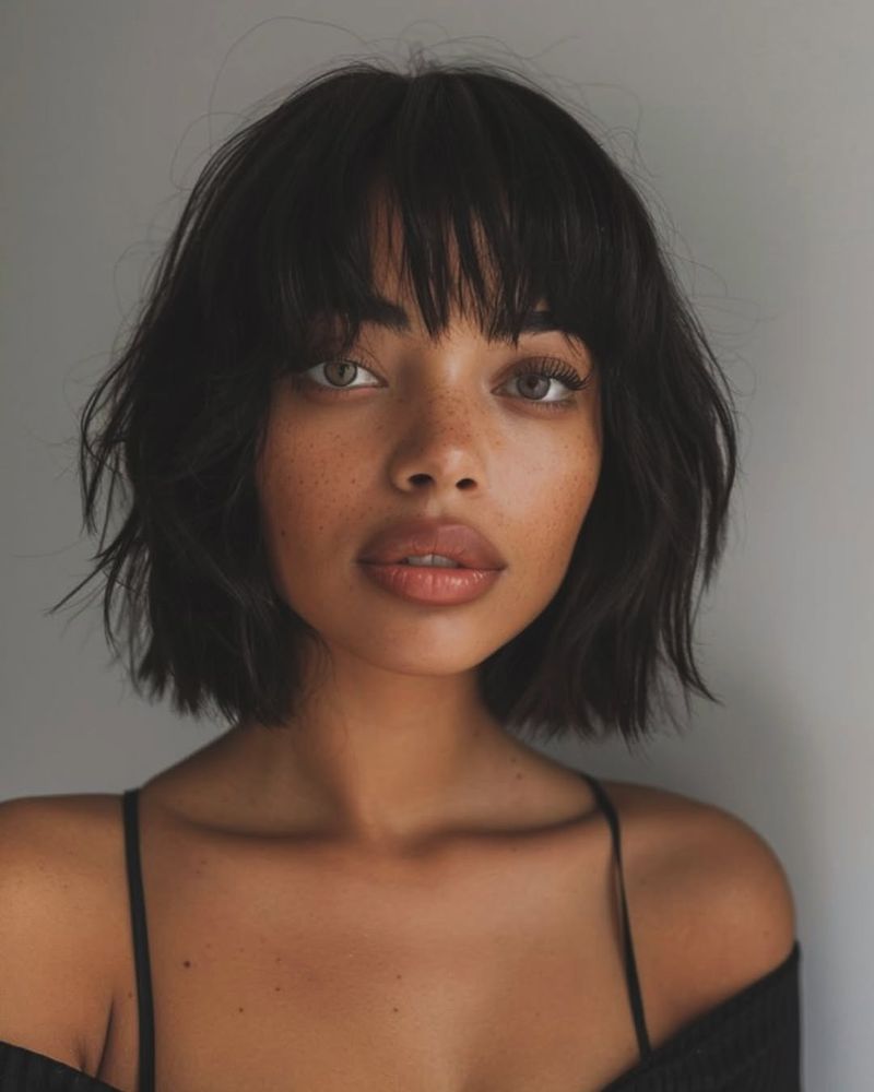 Feathered Layered Bob with Bangs