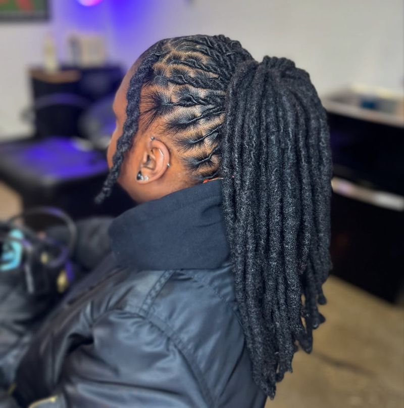 Flat Twist Ponytail with Cornrows