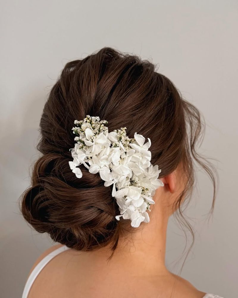 Messy Bun with Floral Accents