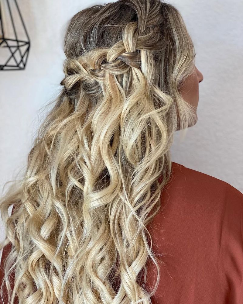 Half-Up Waterfall Braid