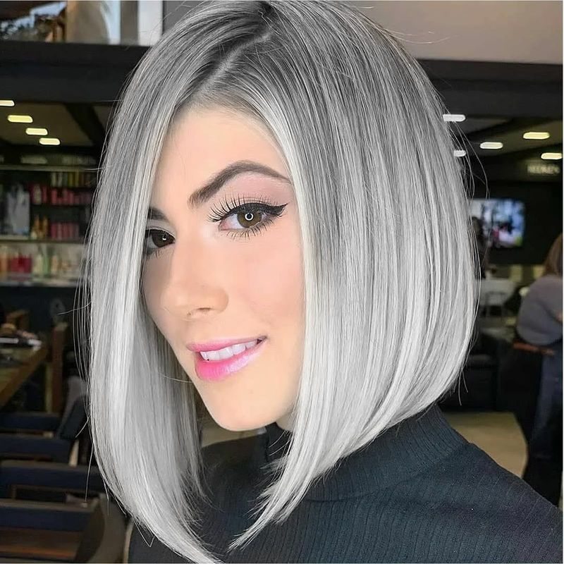 Inverted Bob with Sleek Side Part