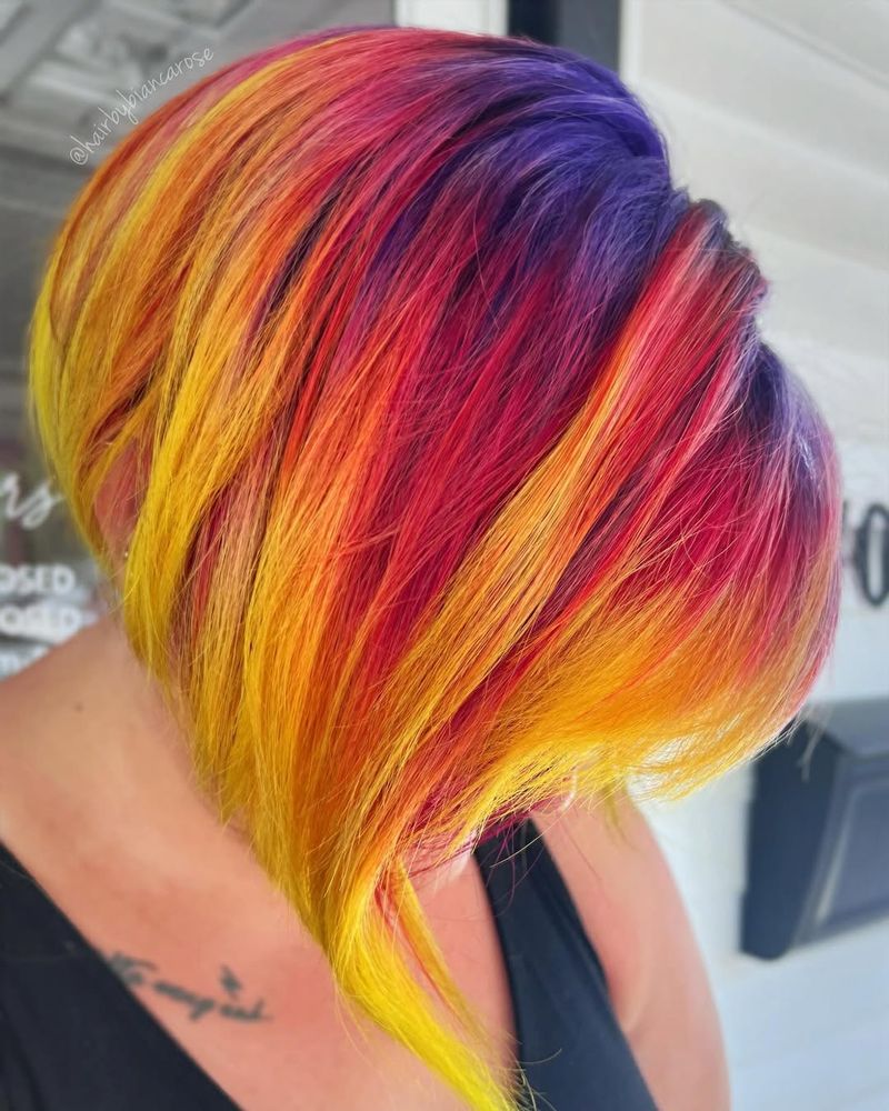 Inverted Bob with Vivid Colors