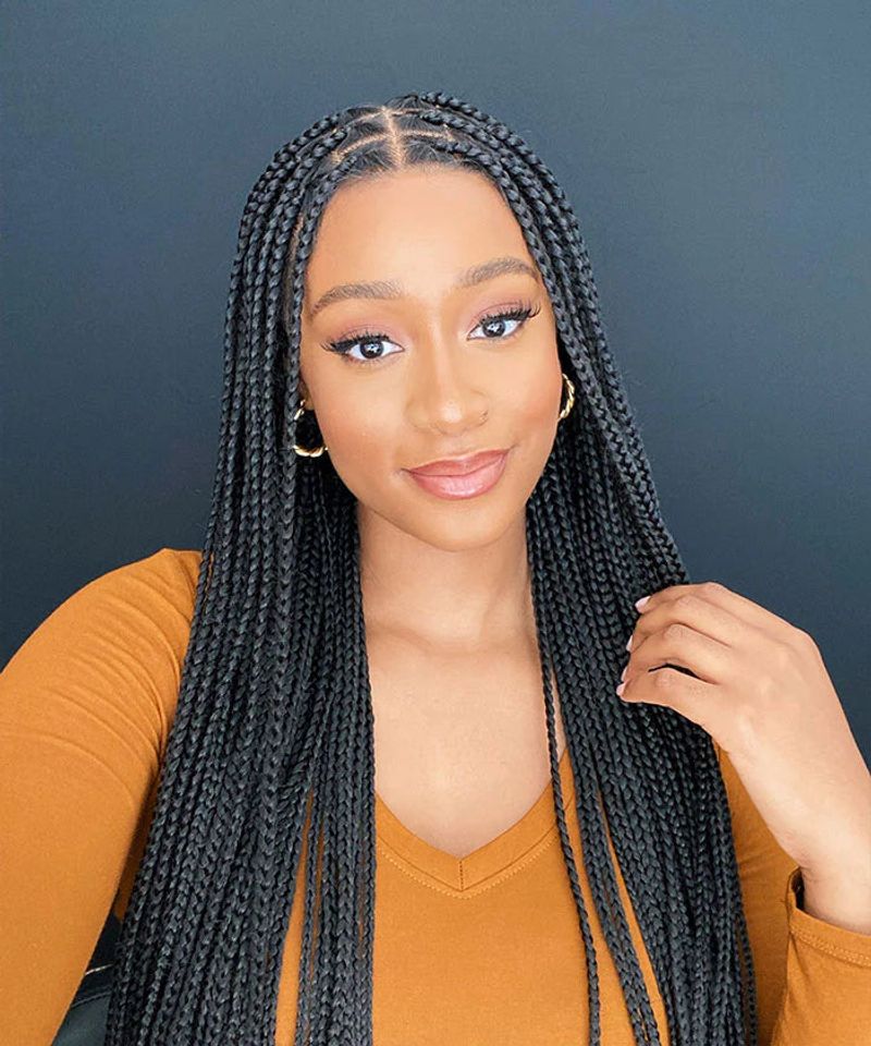 Knotless Braids with Center Parting