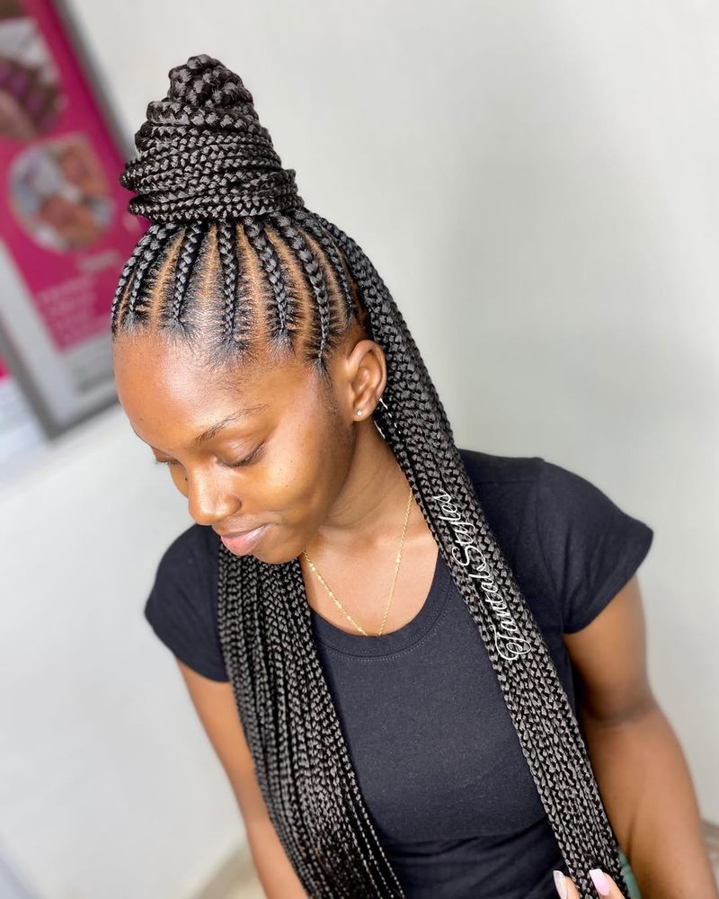 Knotless Braids Half Bun