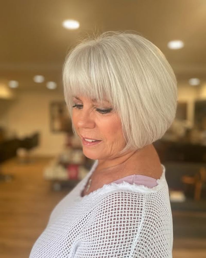 Elegant Gray Bob with Bangs