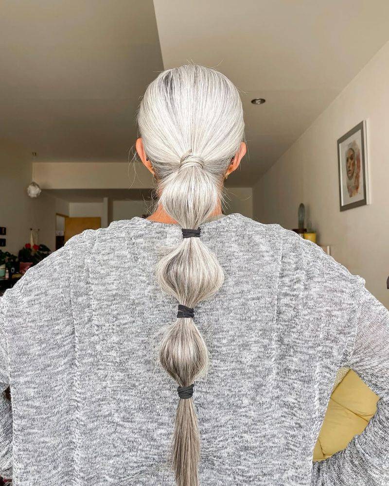 Sleek Gray Ponytail