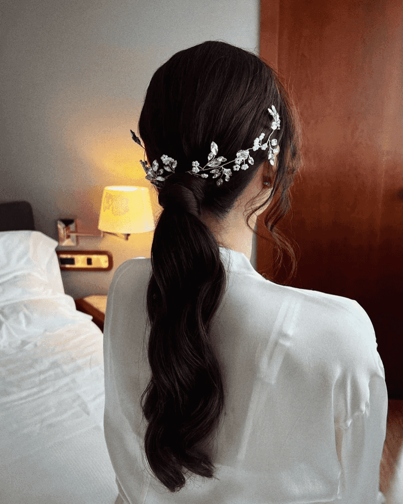 Ponytail with Floral Accents