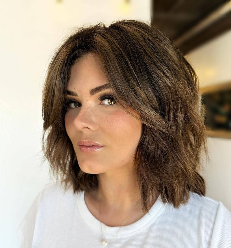 Inverted Triangle Face - Feathered Bob Shag