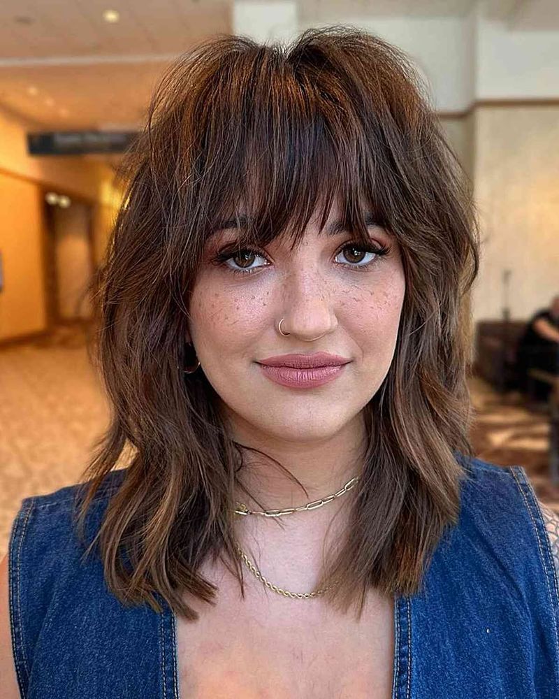 Soft Bangs with Medium Cut