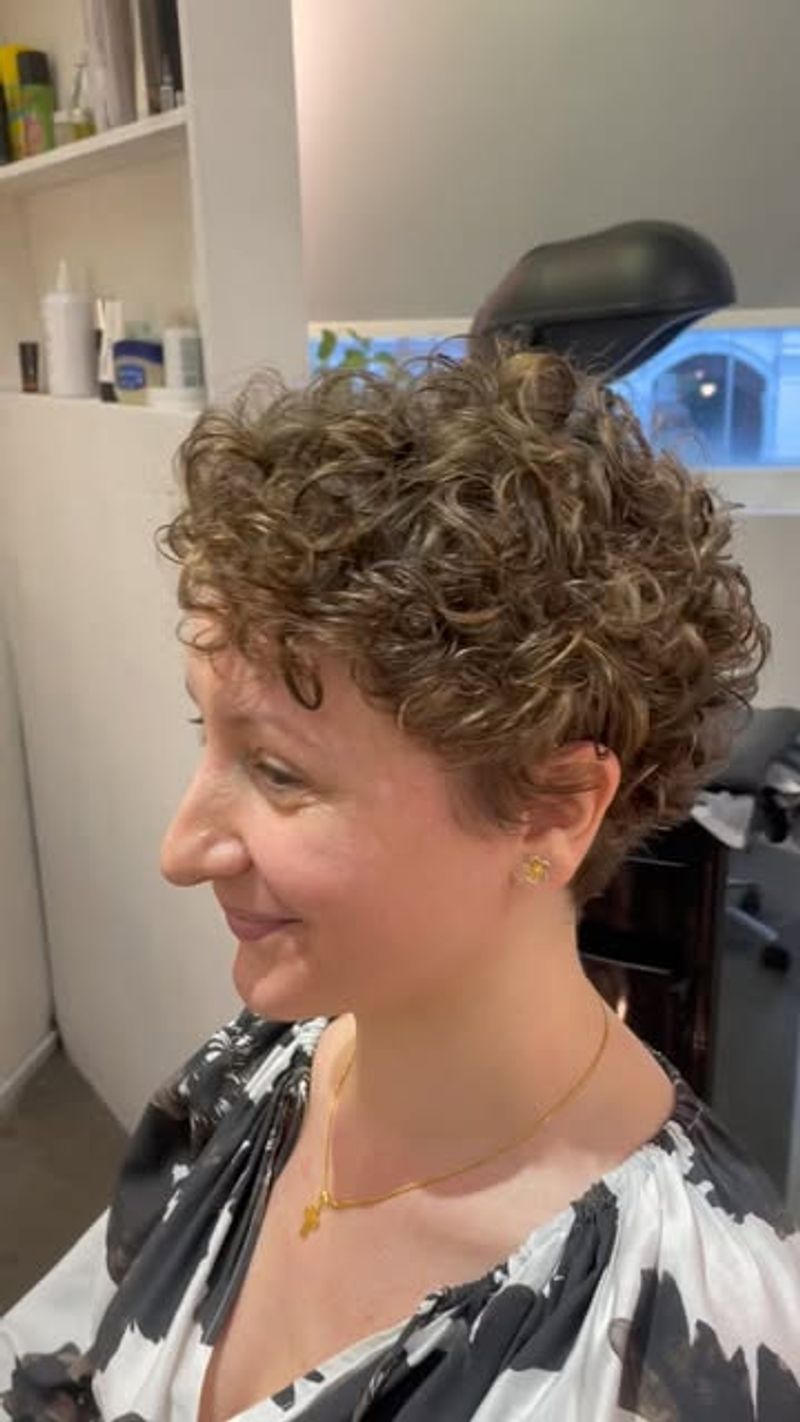 Curly Pixie with Highlights