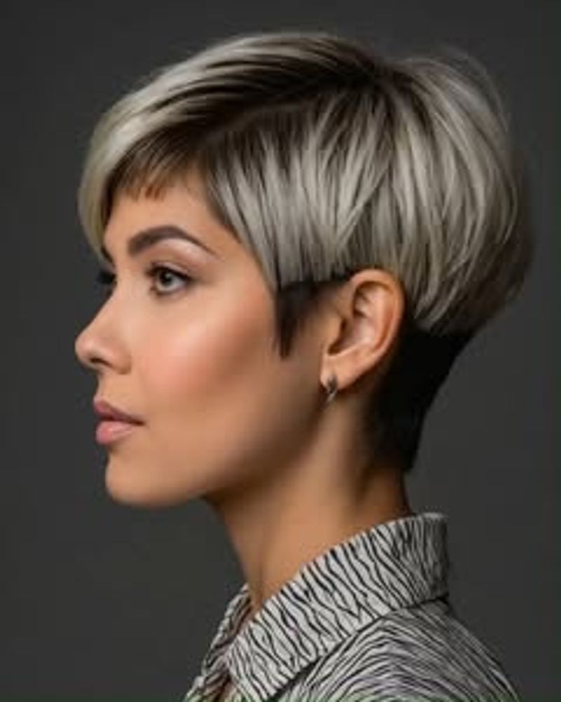 Layered Gray Pixie