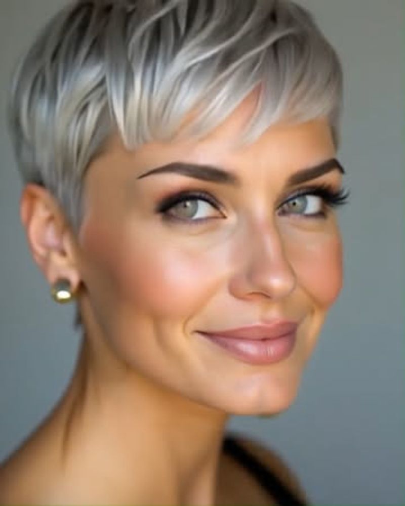 Silver Pixie with Textured Bangs