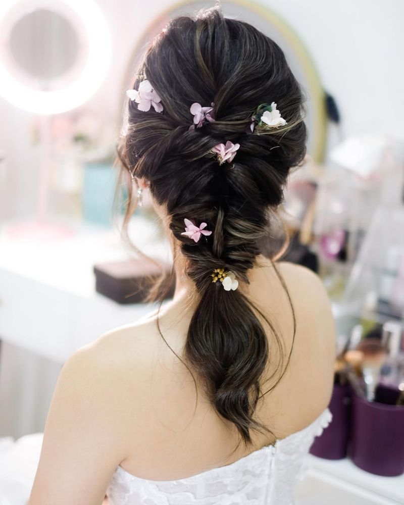 Loose Braids with Flowers