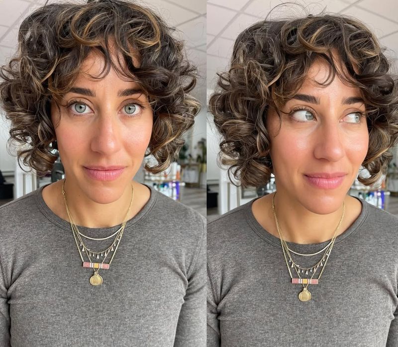 Curly Bob with Highlights