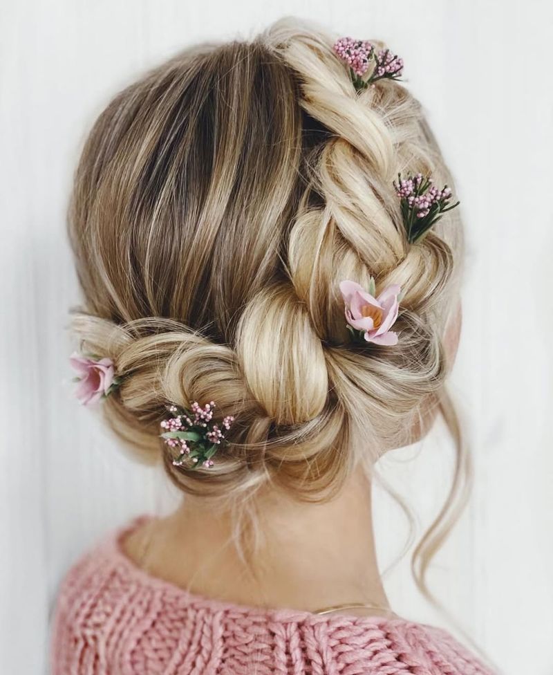 Braided Halo with Flowers