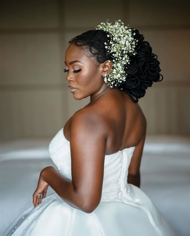 Short Curls with Floral Headpiece