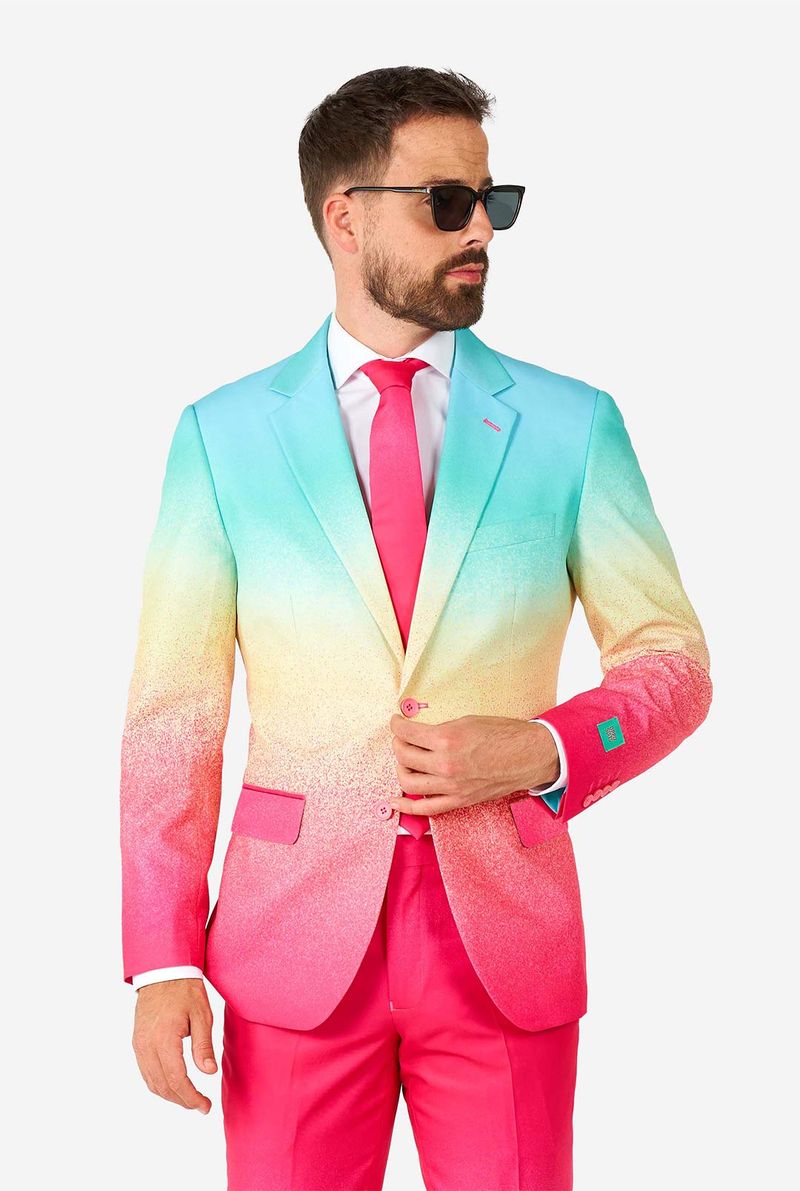 Pastel Suit with Retro Sneakers