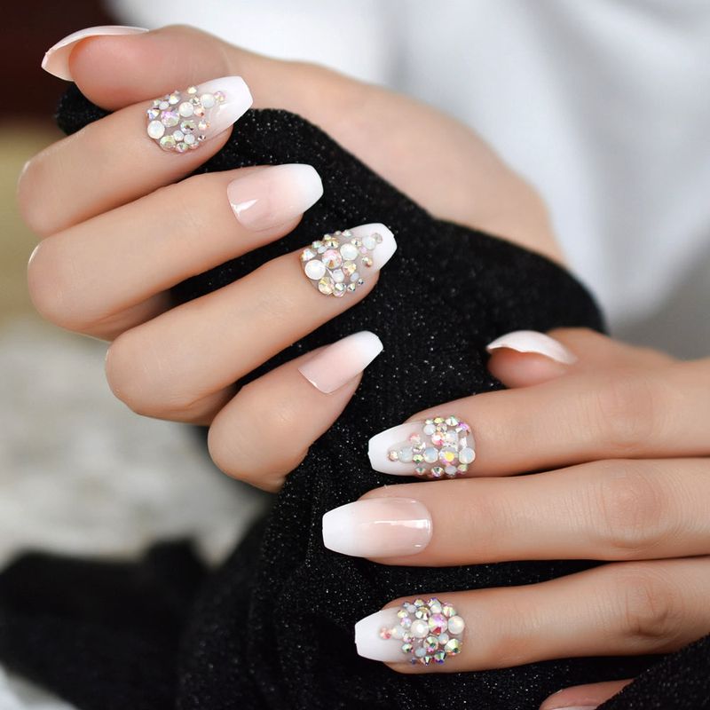 French Tips with Crystals