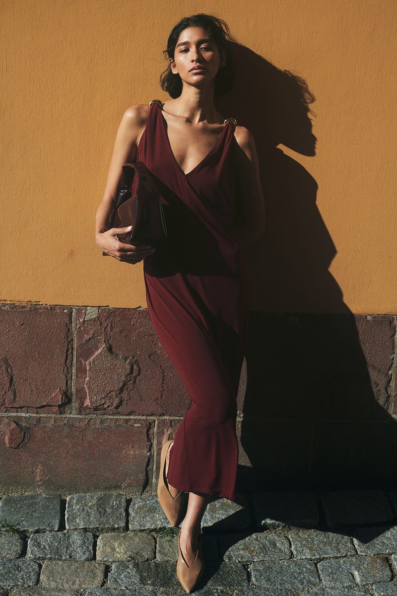 Burgundy Maxi Dress & Espadrilles