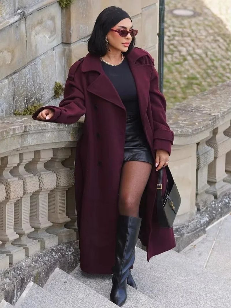 Burgundy Coat & Knee-High Boots