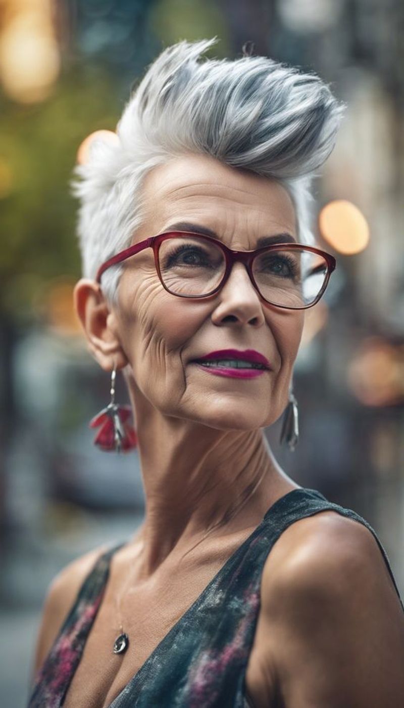 Tousled Mohawk with Silver Highlights