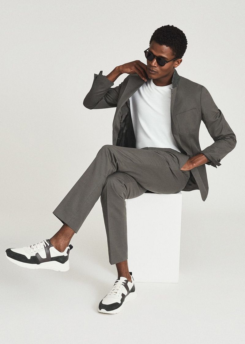 Grey Suit with Chunky Sneakers