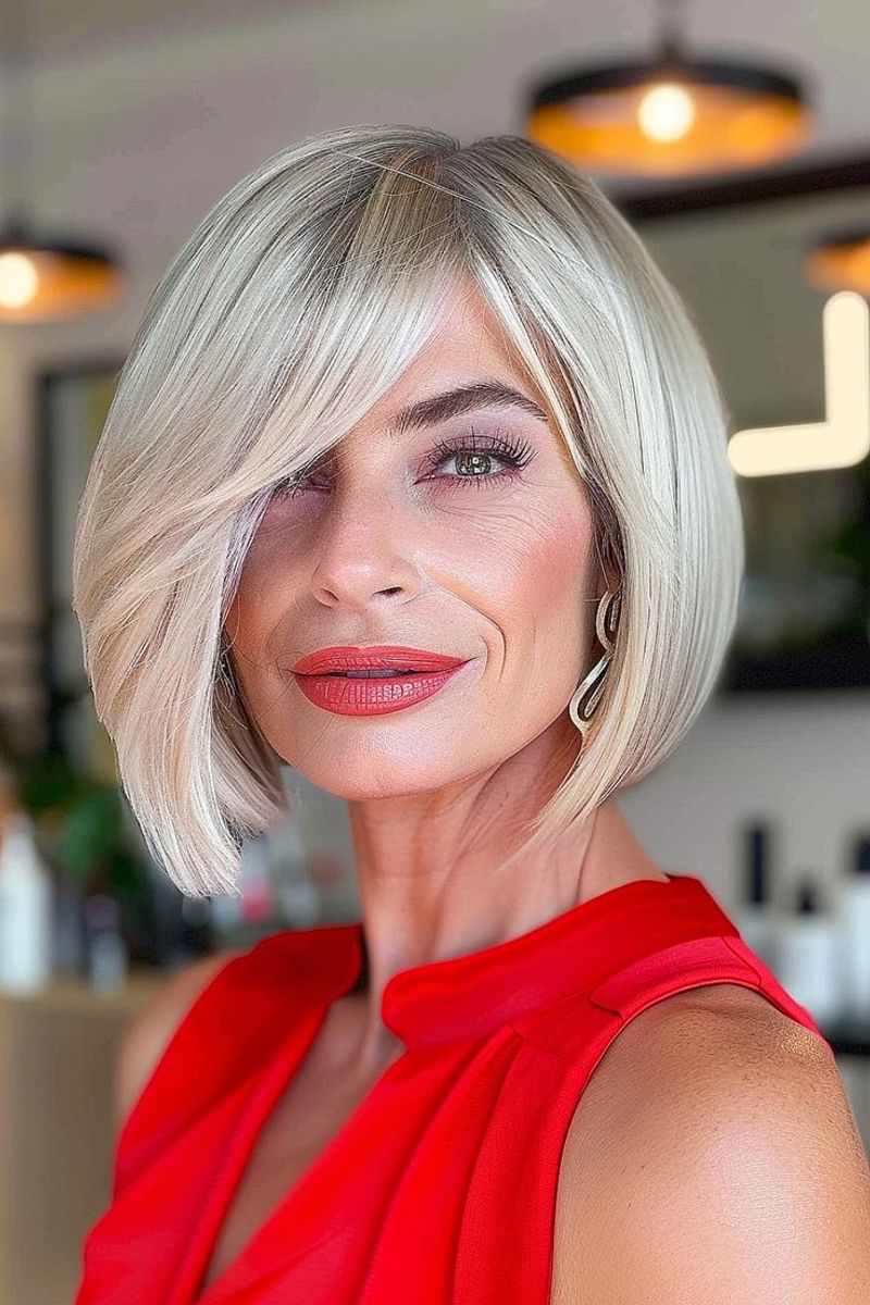 Asymmetrical Bob with Deep Side Part