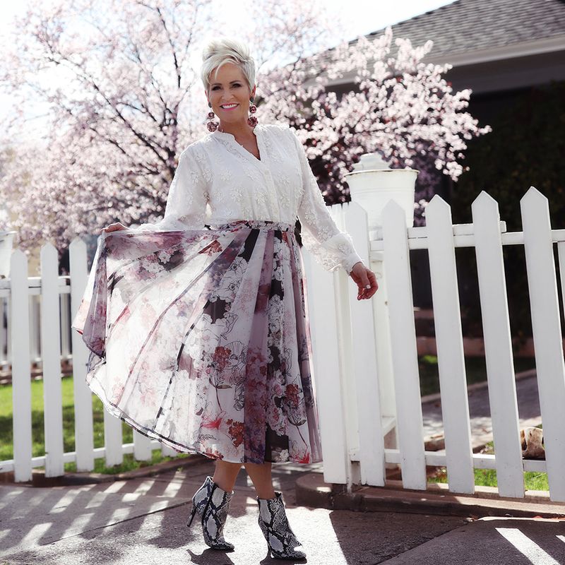 Elegant Midi Skirt with Tucked-In Blouse