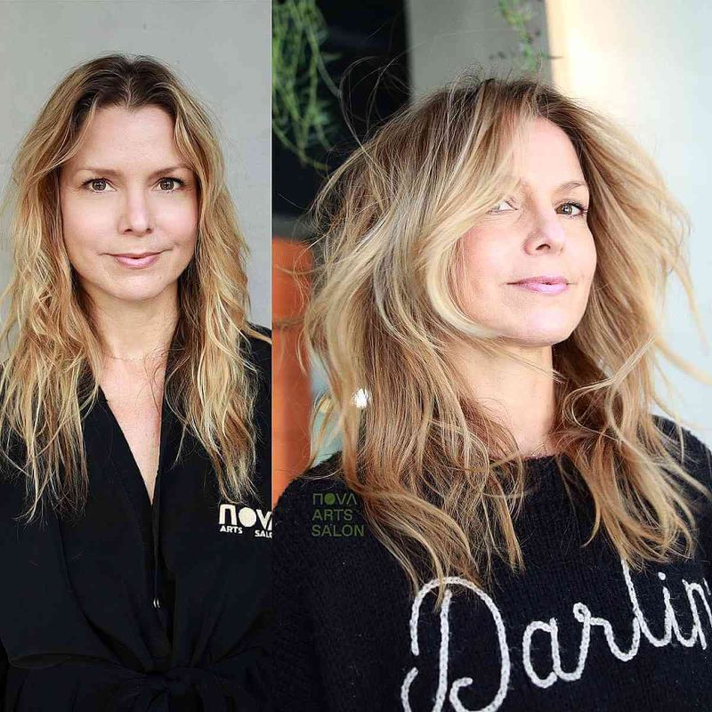 Feathered Long Layers with Side Sweep