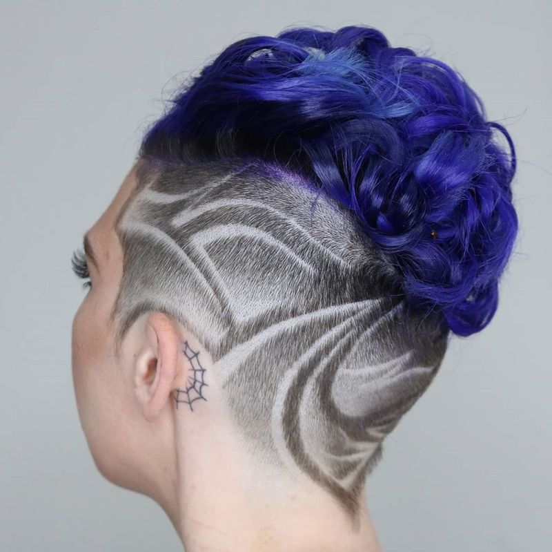 Twisted Topknot with Shaved Temple Designs