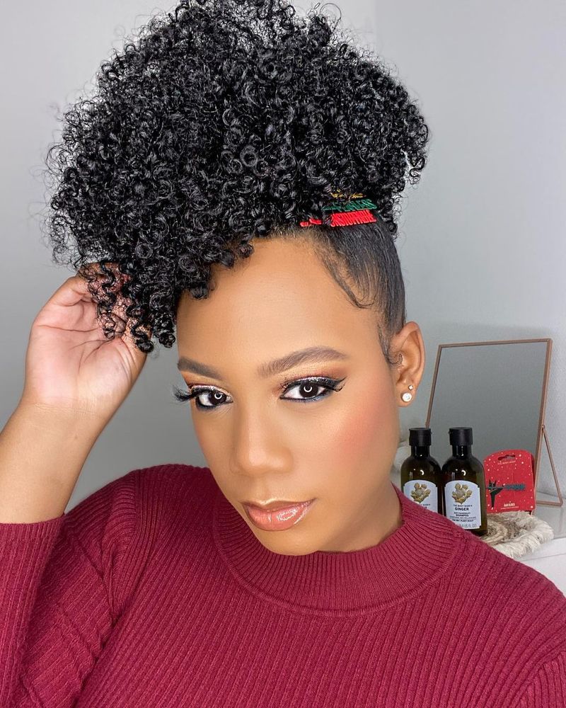 Half-Up Pineapple With Defined Curls