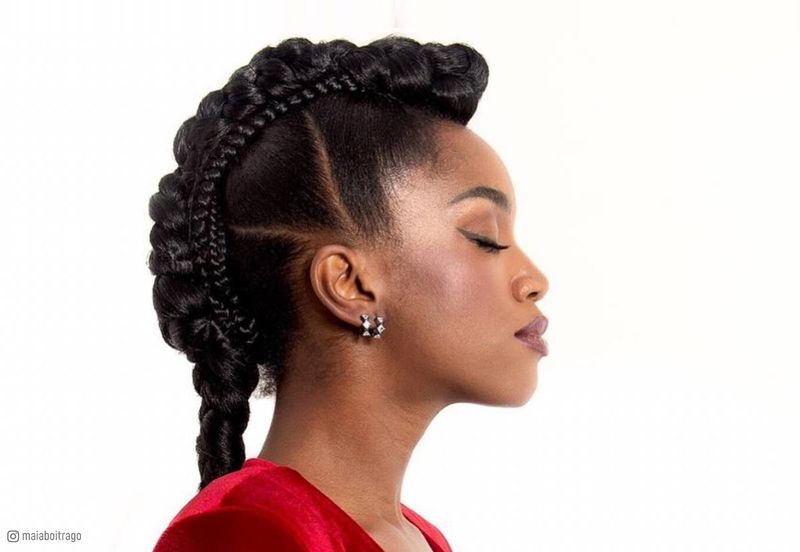 Braided Mohawk With Shaved Designs