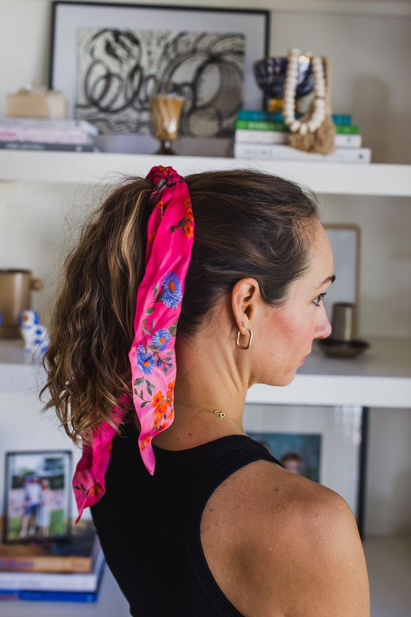 Scarf-Wrapped Ponytail
