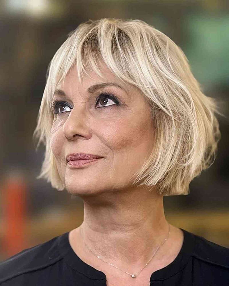 Chin-Length Bob with Curved Fringe