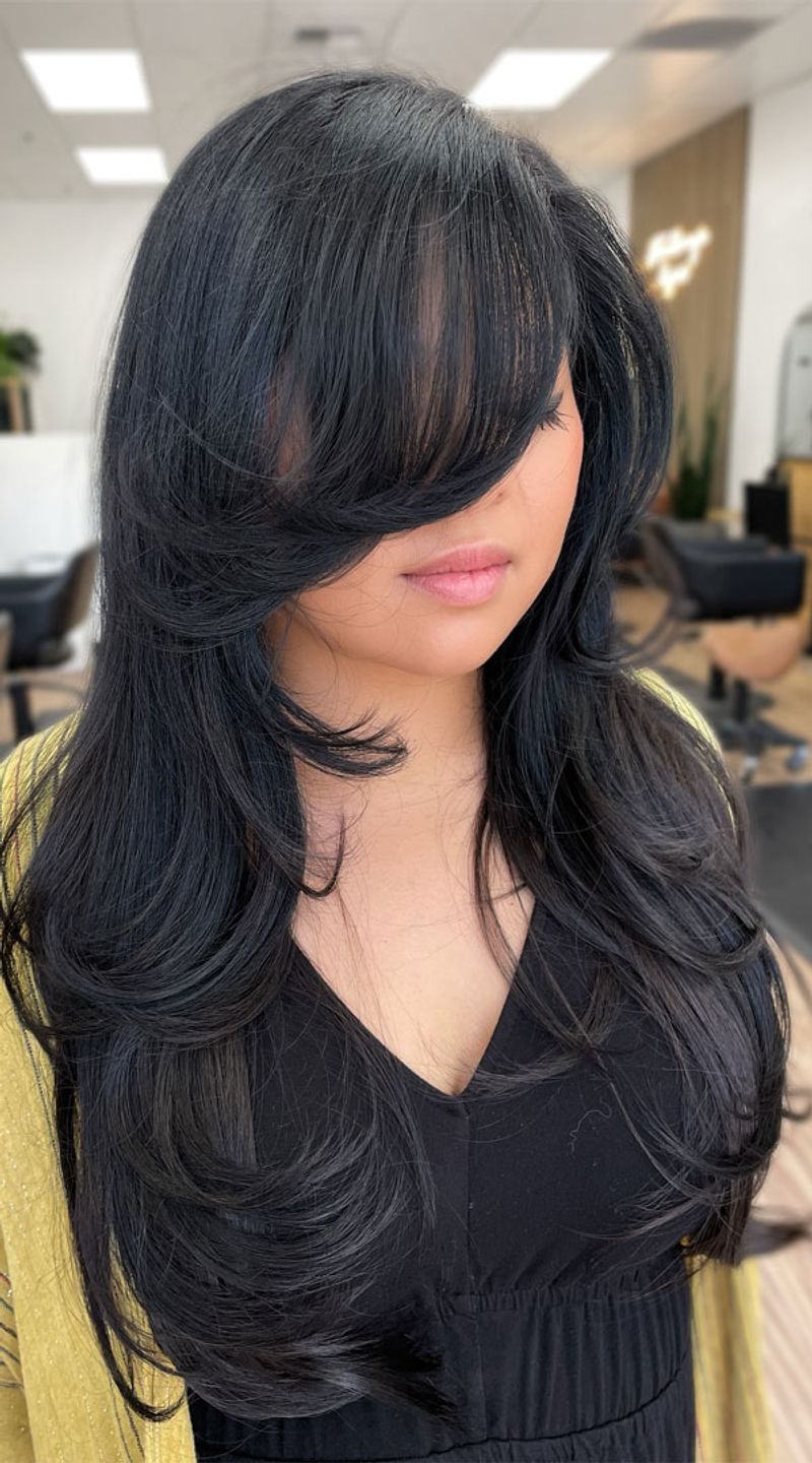Long Layered Cut with Side Bangs