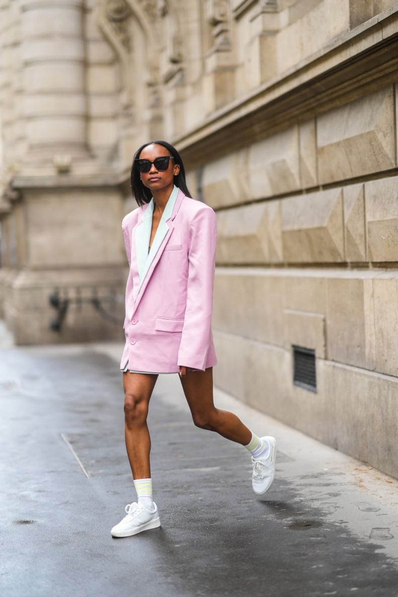 Pink Suit with Platform Sneakers