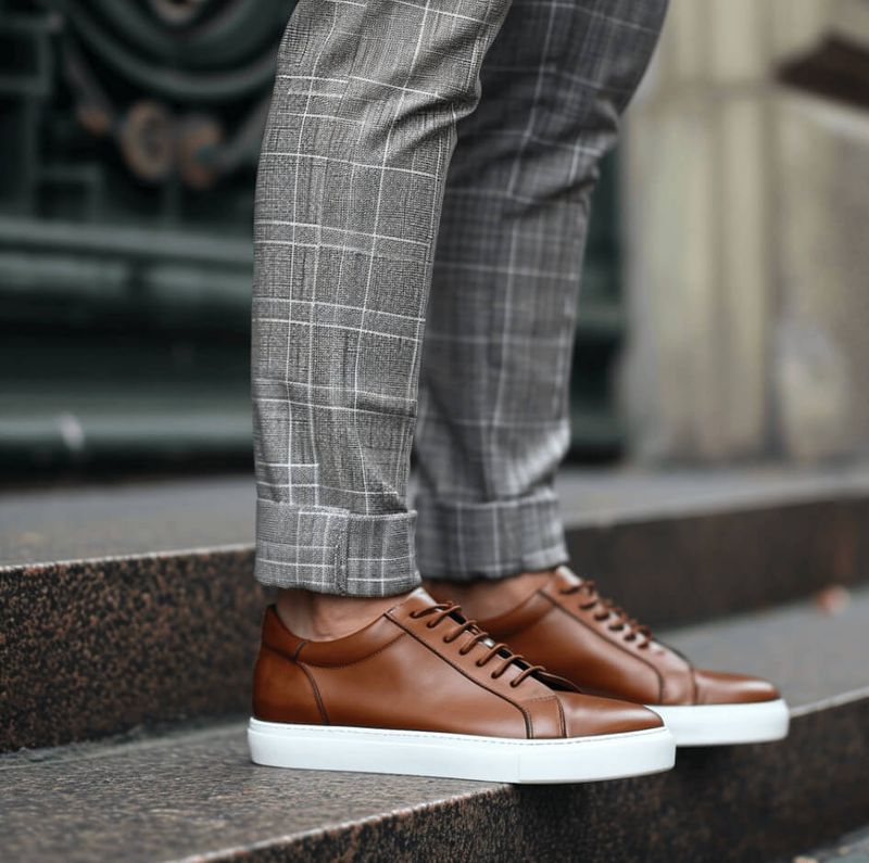 Brown Suit with Leather Sneakers